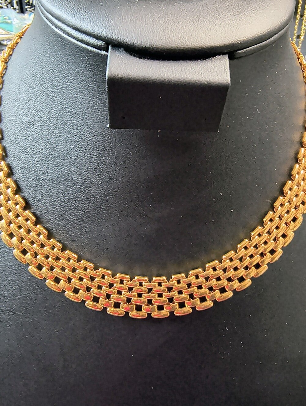 Vintage Napier Gold Tone Panther Link Cleopatra Collar Necklace Signed 16" - Picture 3 of 10